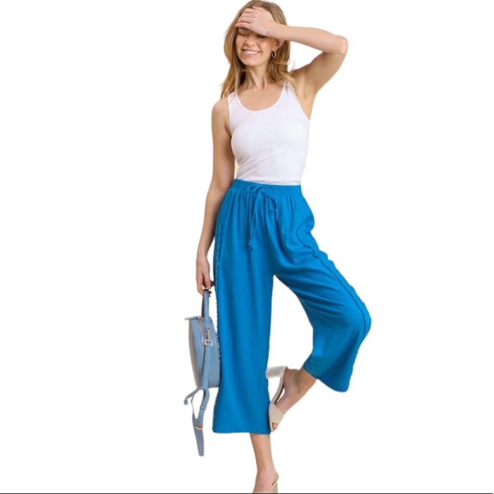 NWT Umgee Frayed Edge Linen Pant